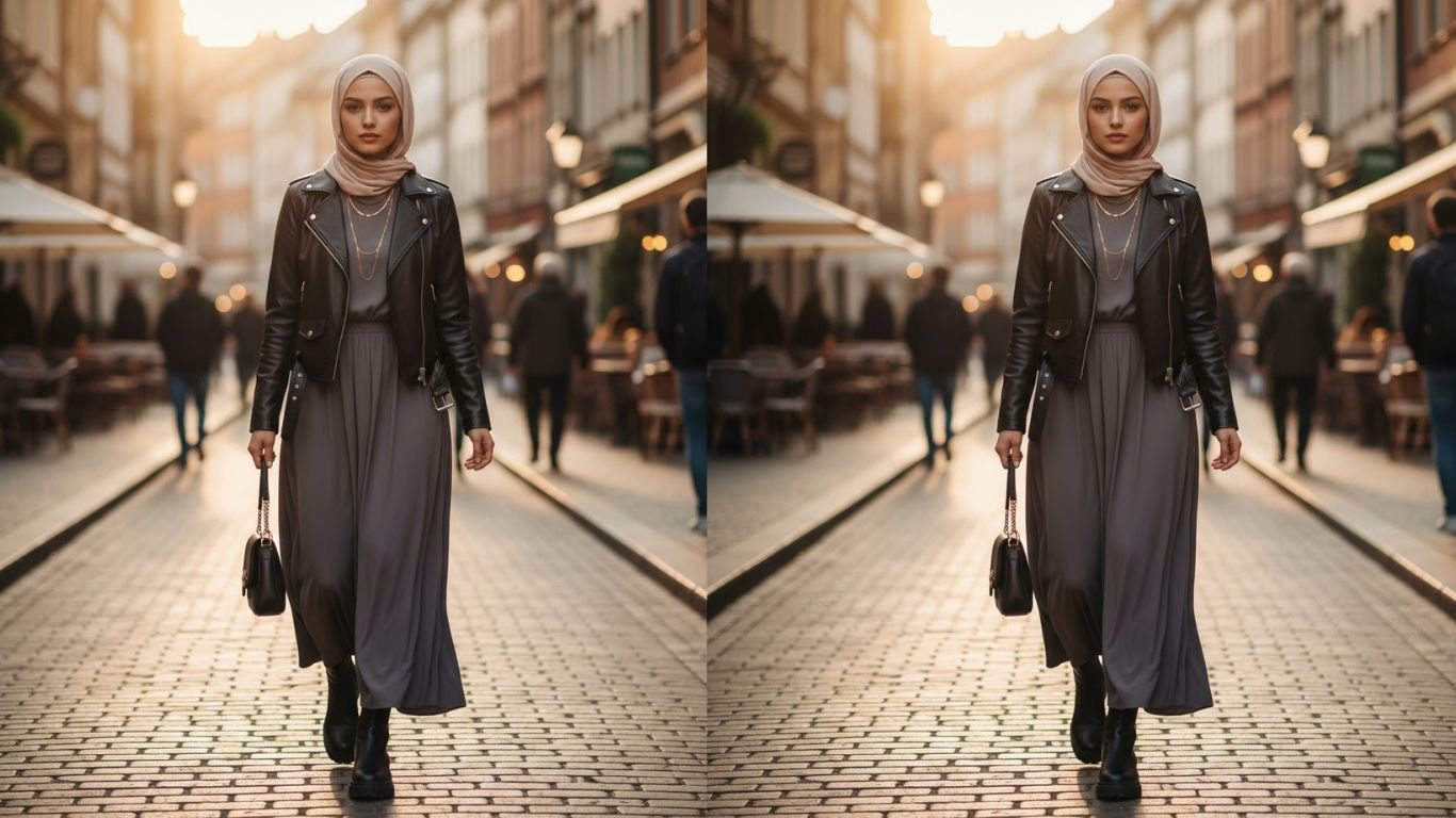 15 Leather Jacket Hijab Outfit Ideas: Stylish Modest Looks