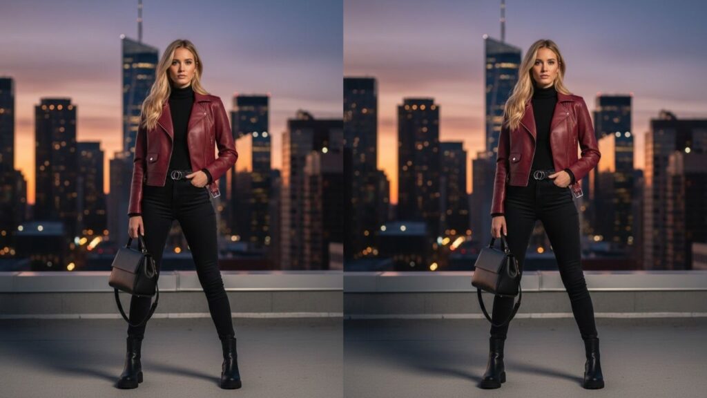 15 Maroon Leather Jacket Outfits