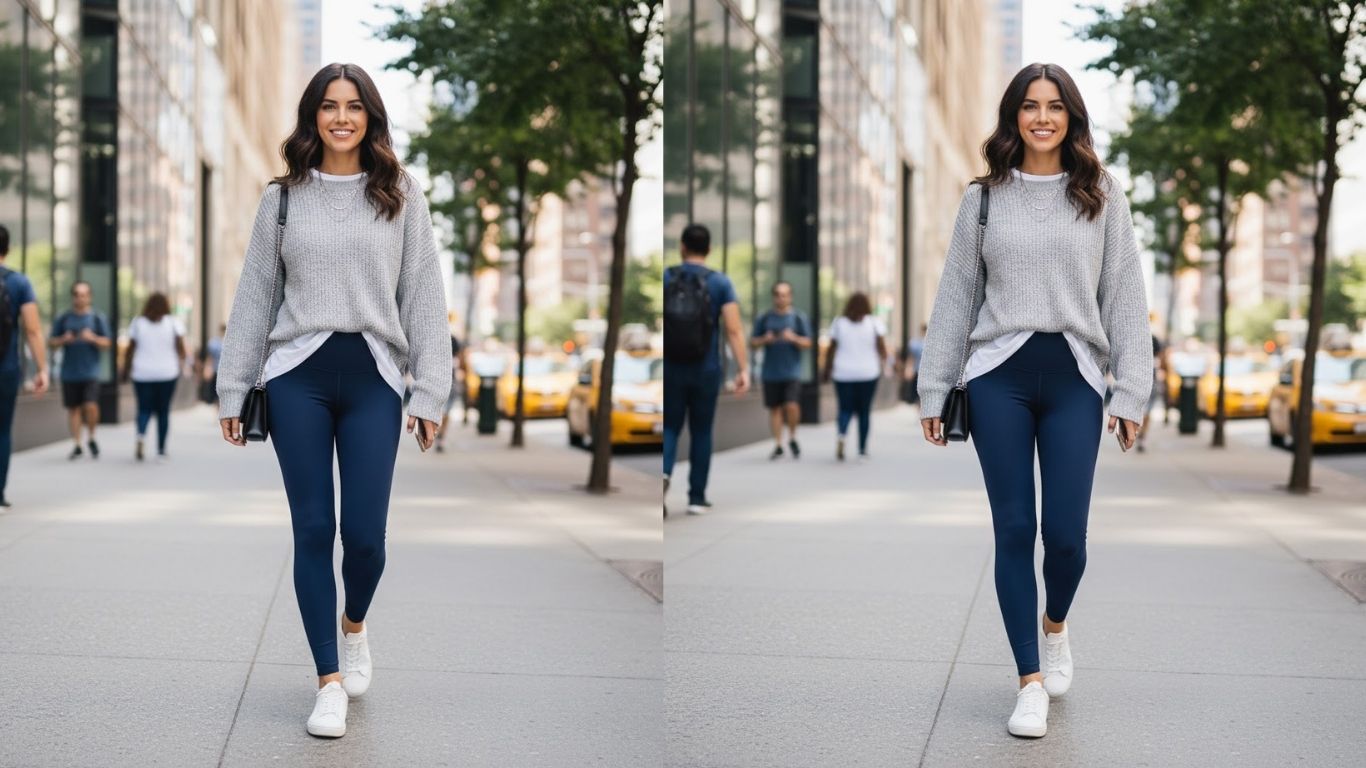 15 Navy Blue Leggings Outfit Ideas for Women to Wear Anywhere