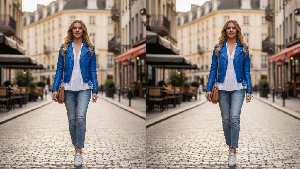 15 Stylish Blue Leather Jacket Outfit