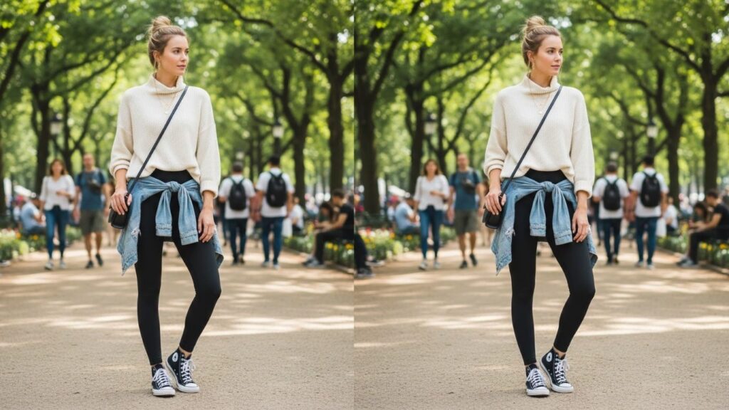 15 Stylish Leggings and Converse Outfit