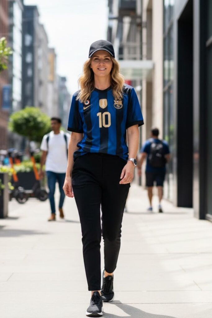 2. Messi Jersey with Black Joggers for Sporty Style