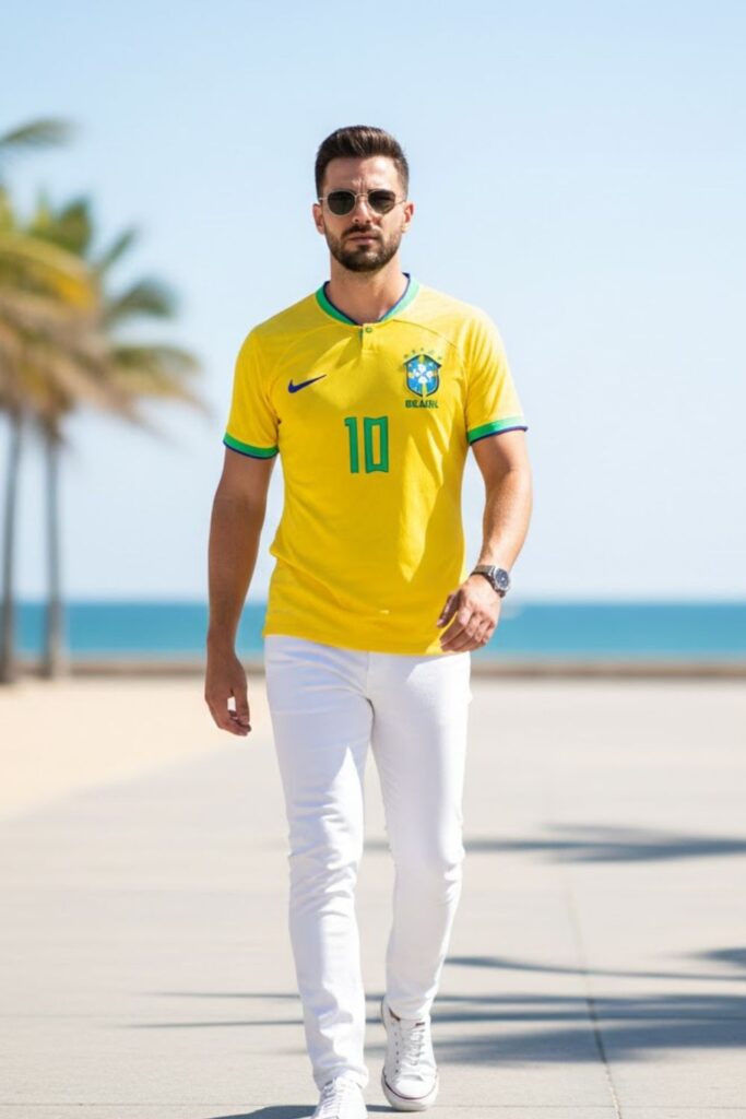 3. Brazil Jersey Styled with White Jeans