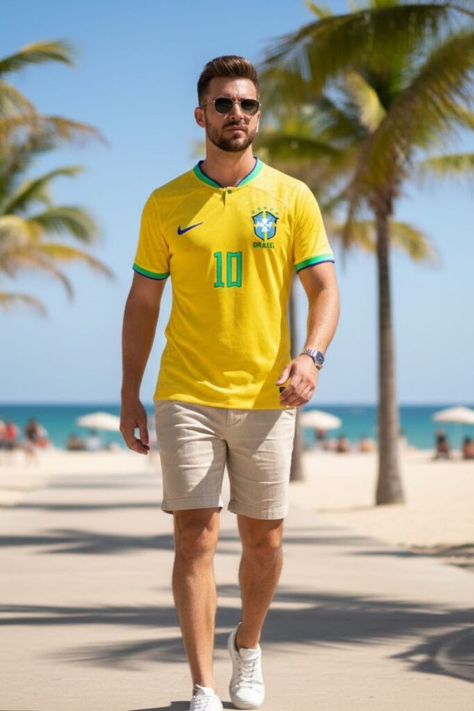 8. Brazil Jersey with Shorts for Summer Style
