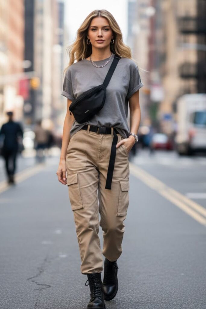 8. Grey Jersey with Cargo Pants