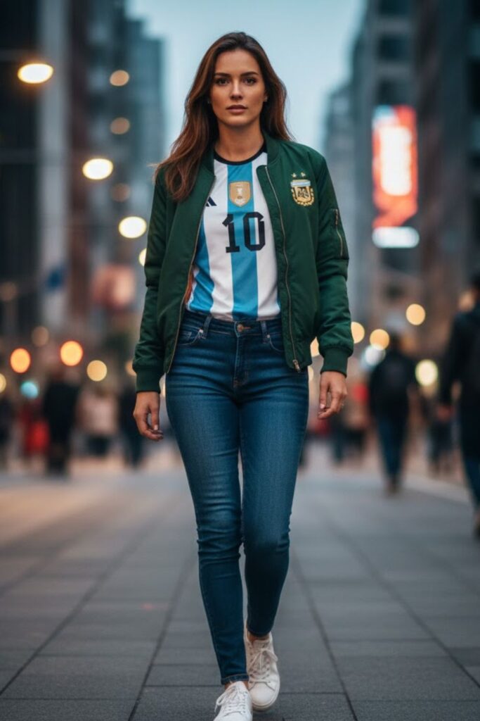 8. Messi Jersey with a Bomber Jacket
