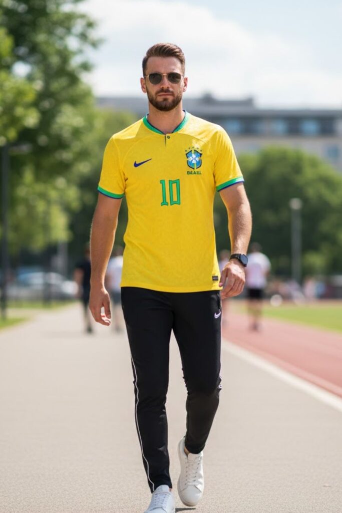 9. Brazil Jersey Outfit with Track Pants