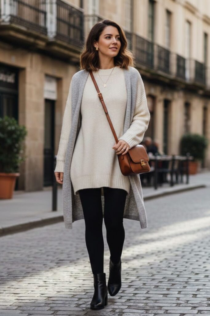 1. Classic Black Leggings with Ankle Boots