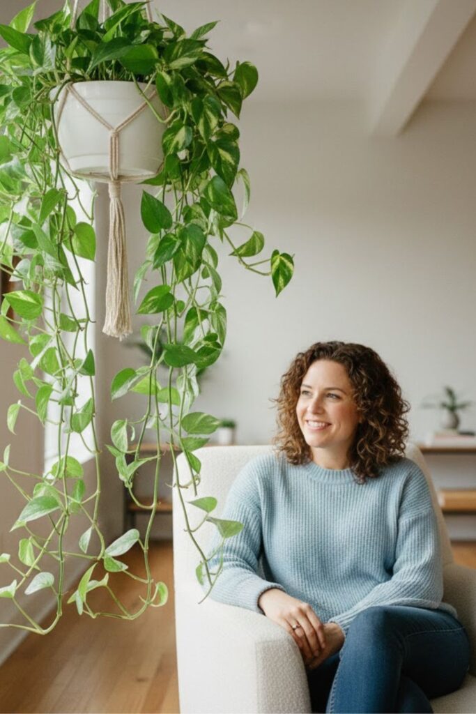 1. Classic Hanging Pothos Display