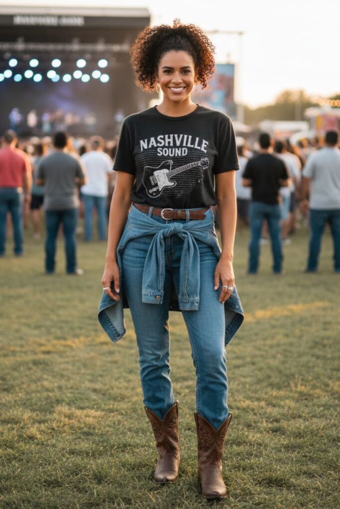 1. Classic Jeans and Graphic Tee Combo