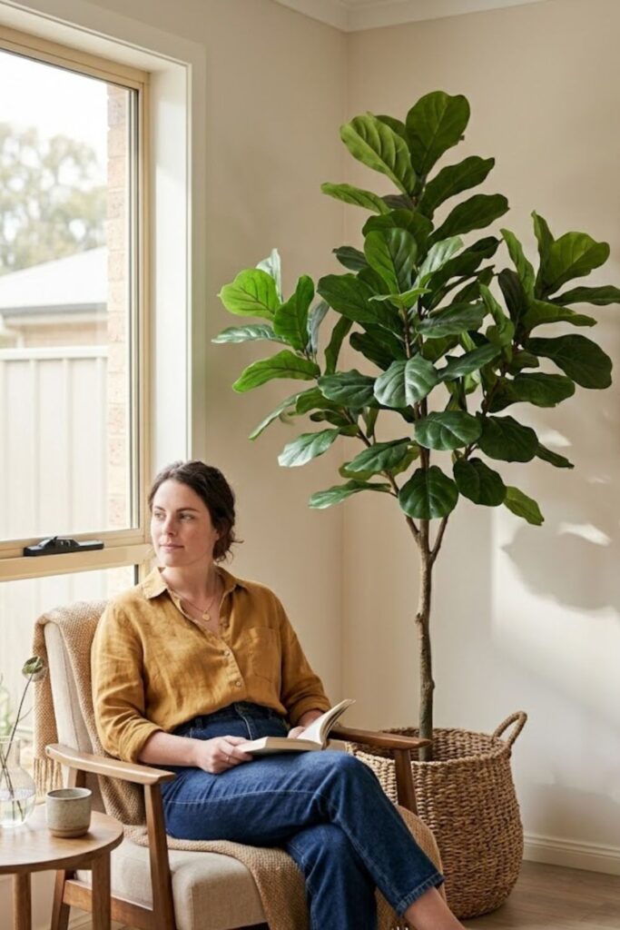 1. Create a Statement Corner with a Tall Artificial Tree