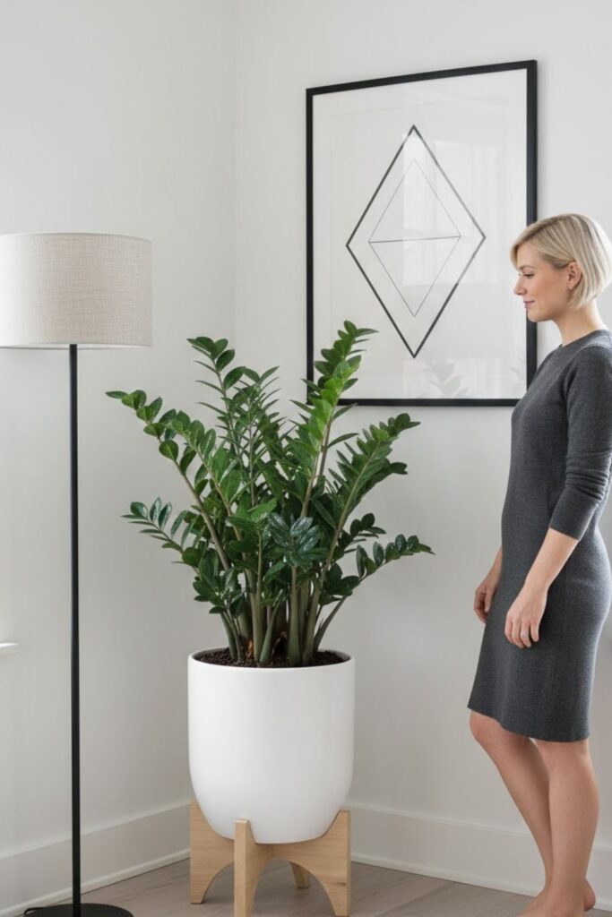 1. Create a Statement Corner with a Tall ZZ Plant