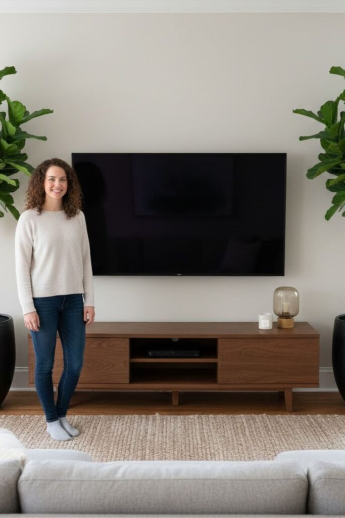 1. Frame the TV with Tall Floor Plants
