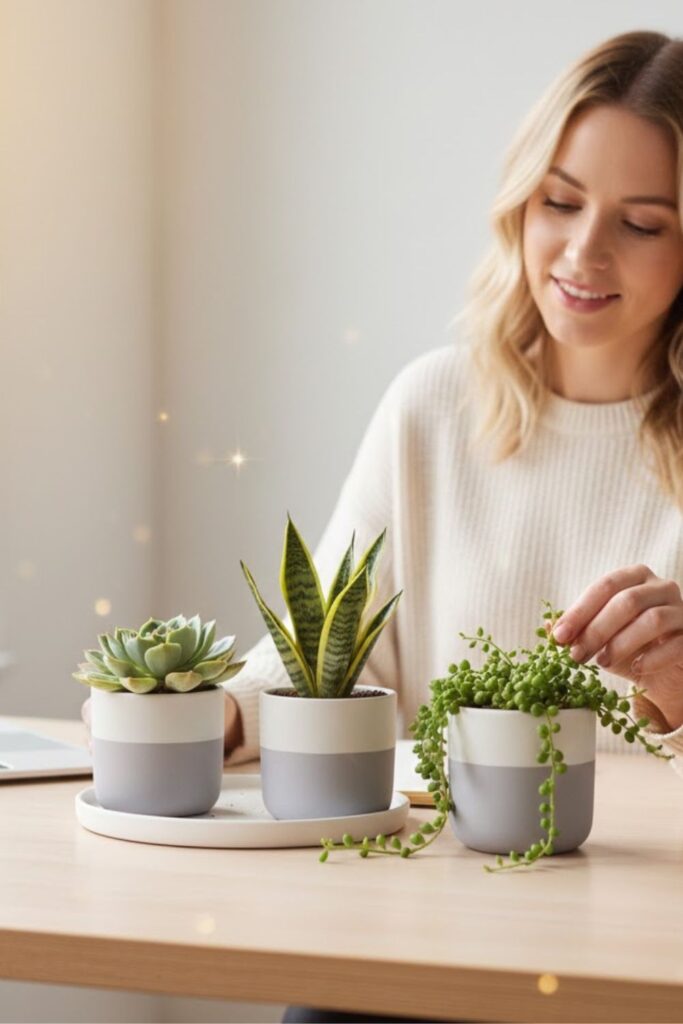 1. Minimalist Succulent Trio Arrangement