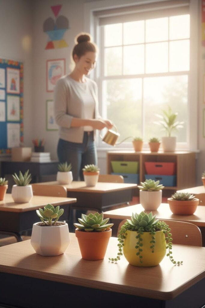1. Small Potted Succulents on Desks
