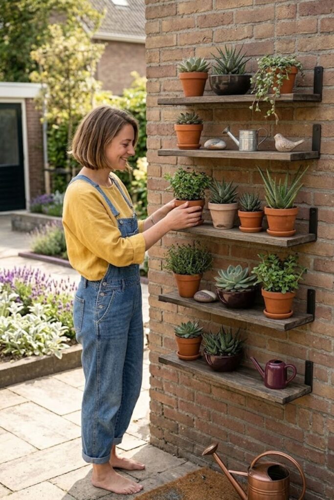 10. Add Outdoor Plant Shelves