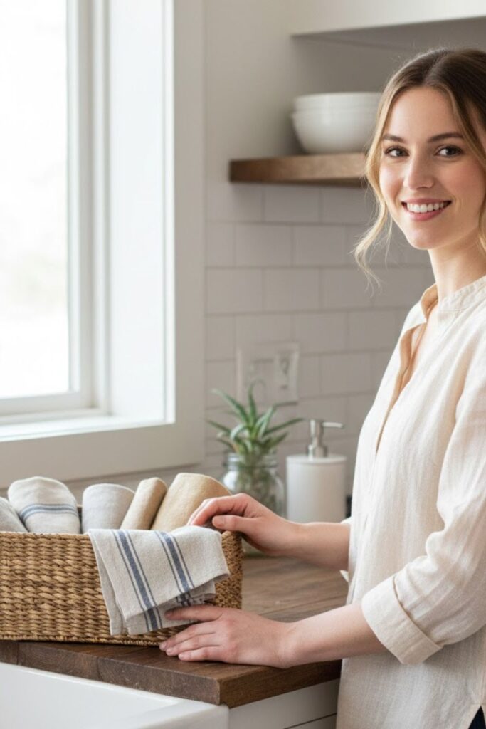 10. Baskets with Textiles for Soft Texture