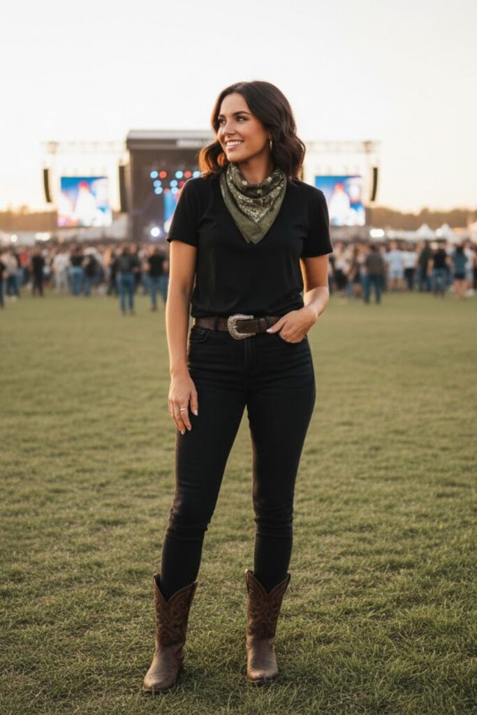 10. Camo Bandana and Black Outfit