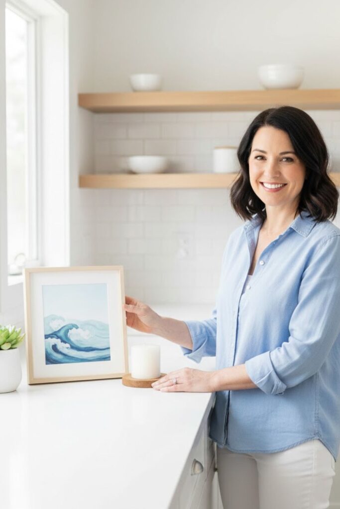 10. Coastal-Inspired Artwork or Leaning Frame