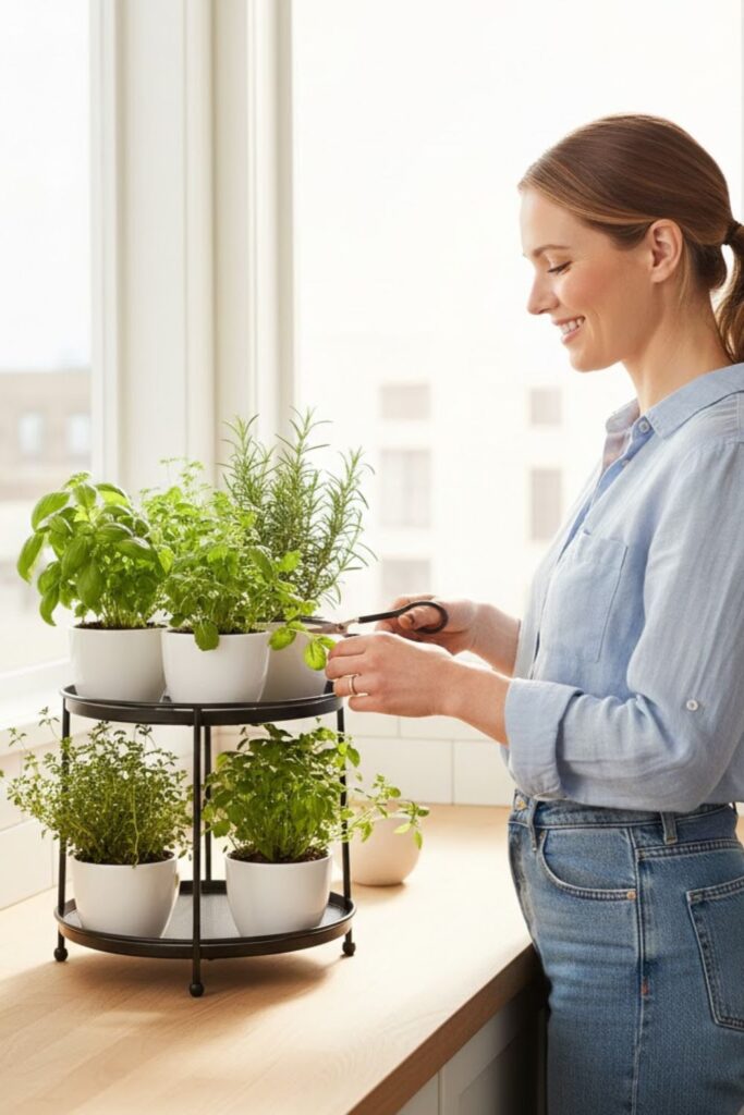 10. Decorate Kitchen Corners with Herbs
