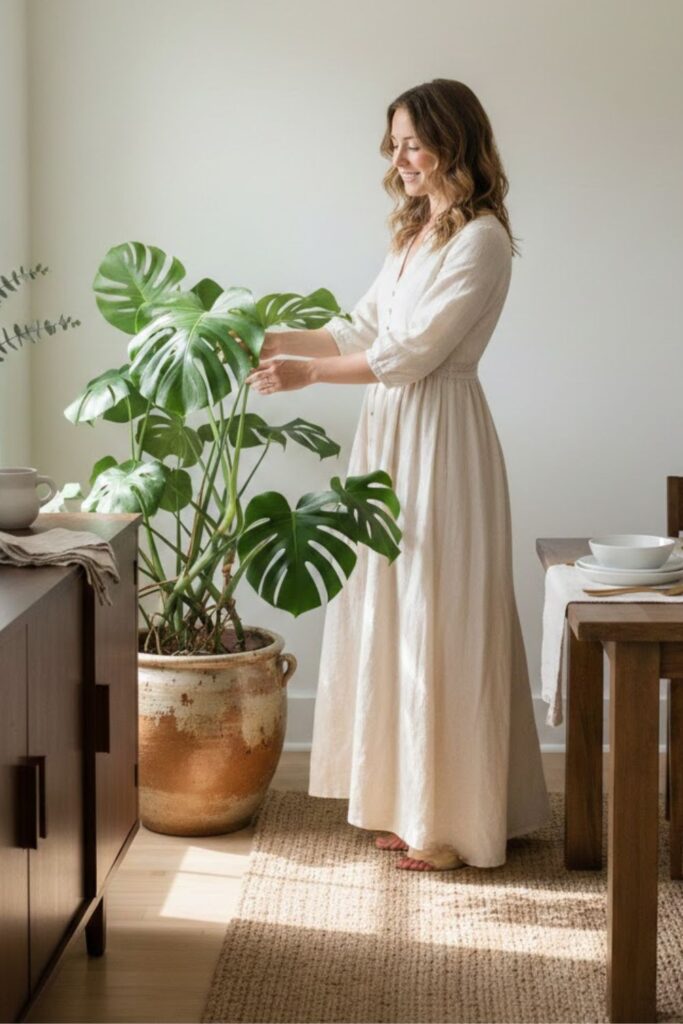 10. Decorate Your Dining Room with Monstera Accents