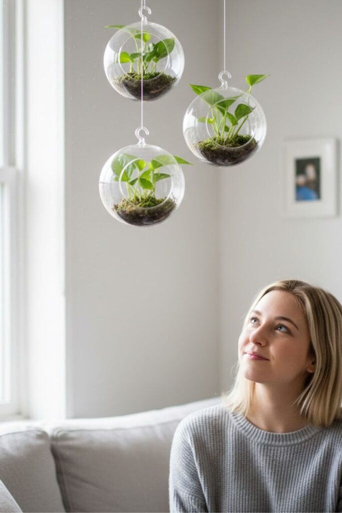 10. Hanging Pothos Terrariums