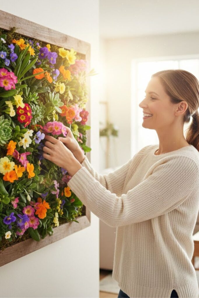 10. Living Picture Frames with Seasonal Blooms