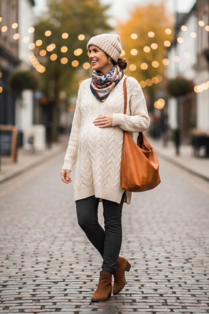 10. Maternity Leggings with Tunic Sweater