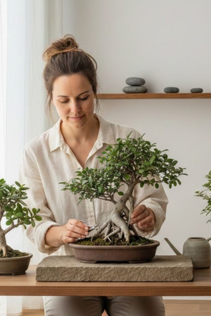 10. Mini Bonsai Garden Table Display