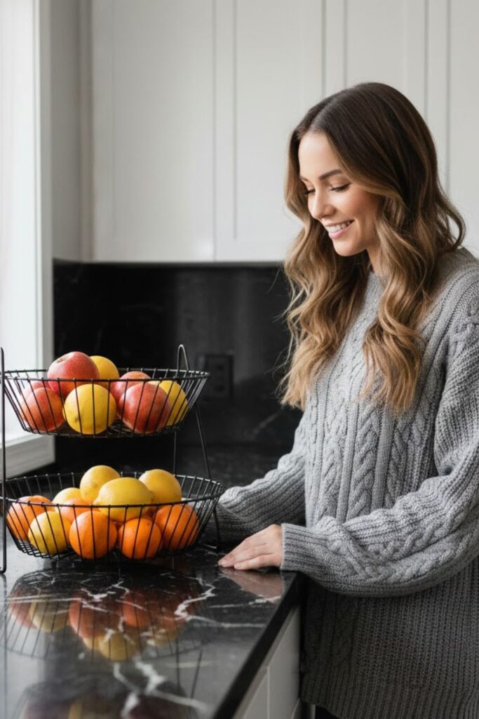 11. Black Wire Fruit Rack