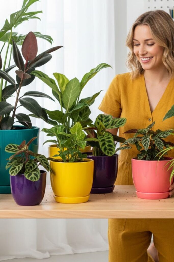 11. Colorful Planter Pop Decor