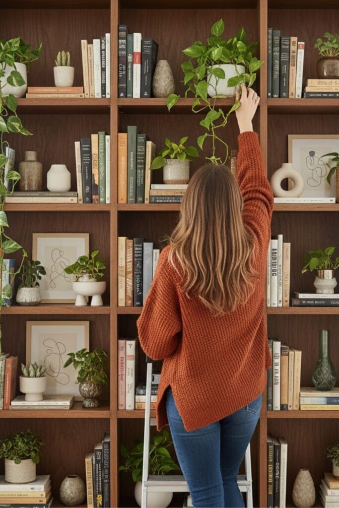 11. Combine Plants with Bookshelves