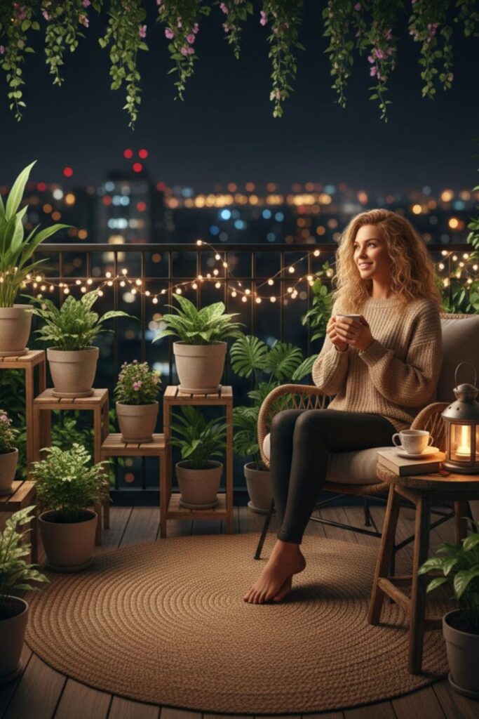 11. Decorate with Fairy Lights and Plants
