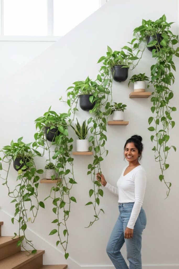 11. Style Staircase Walls with Greenery