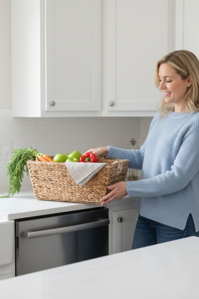11. Wire or Wicker Basket Storage