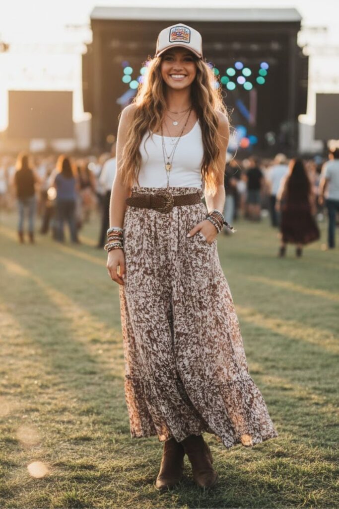 12. Boho Maxi Skirt and Tank Top