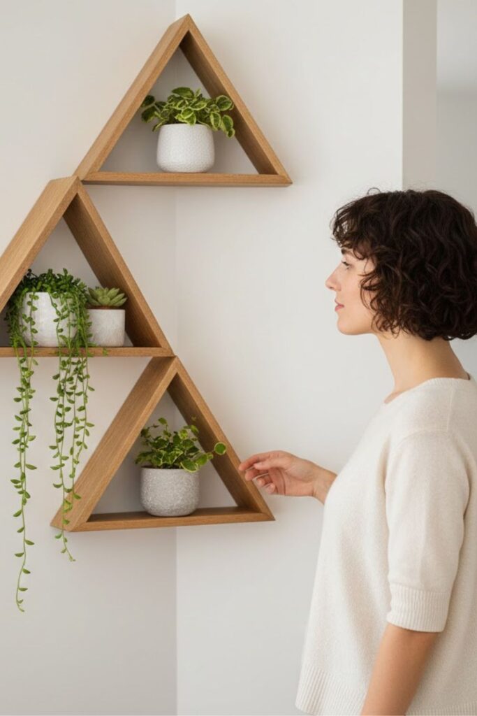 12. Floating Corner Shelves with Plants