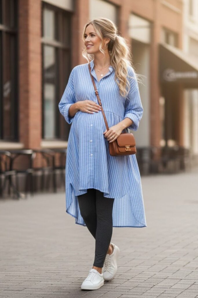 12. Maternity Leggings with Tunic Shirt Dress