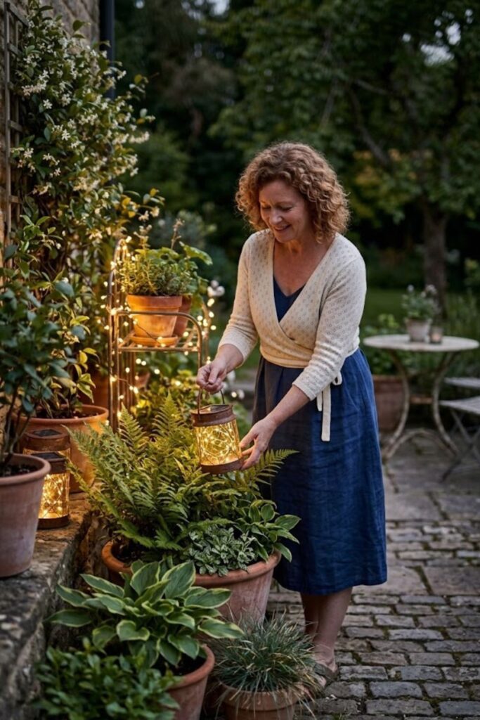 12. Mix Planters with Outdoor Lighting
