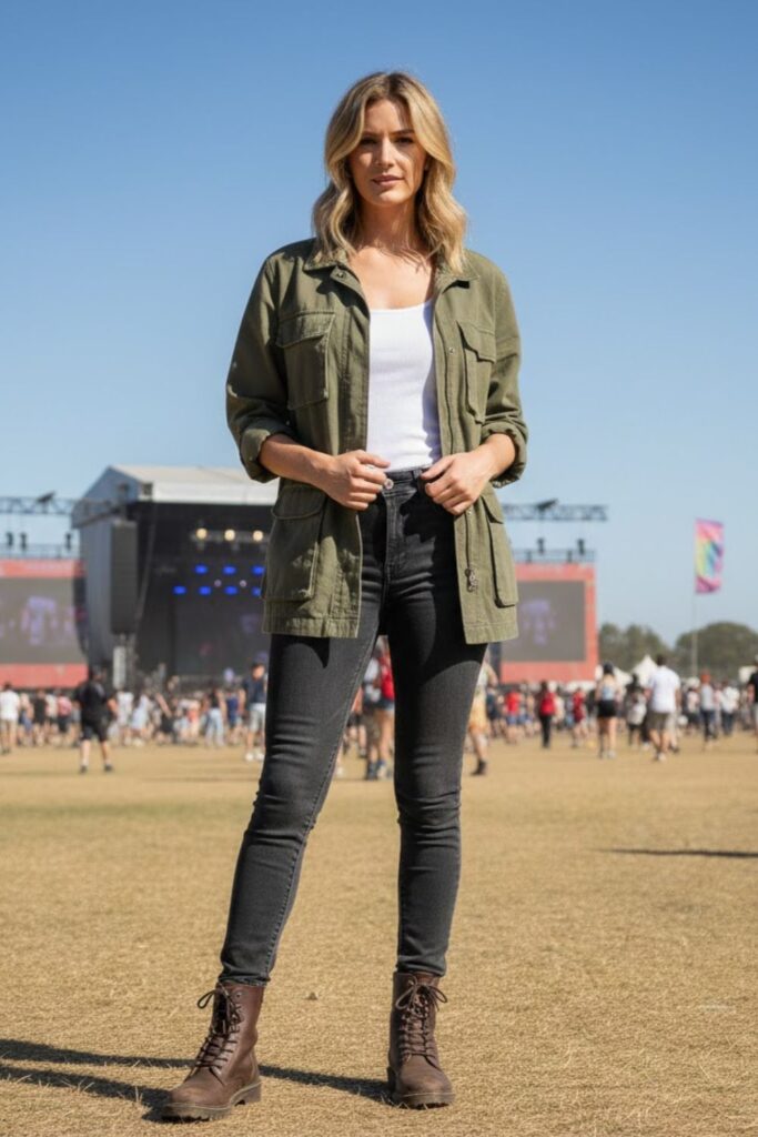 12. Tank top with utility jacket