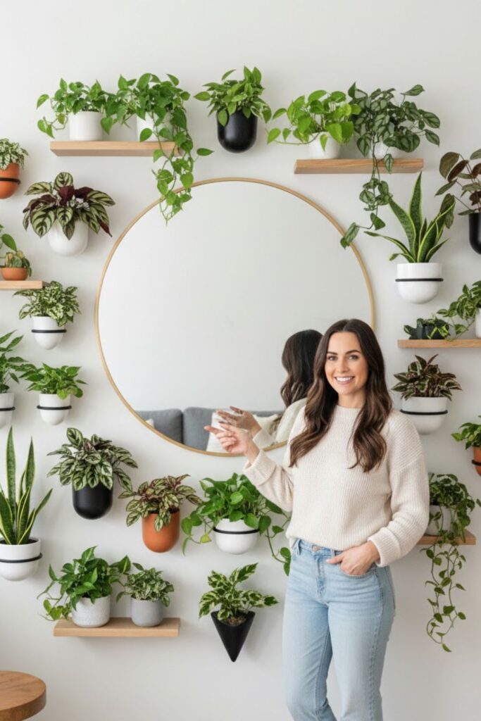 13. Combine Mirrors and Plant Wall Decor
