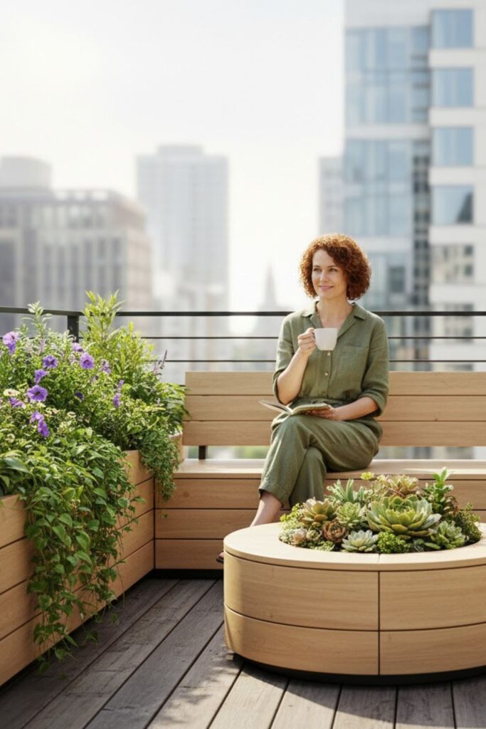 13. Combine Seating with Planters
