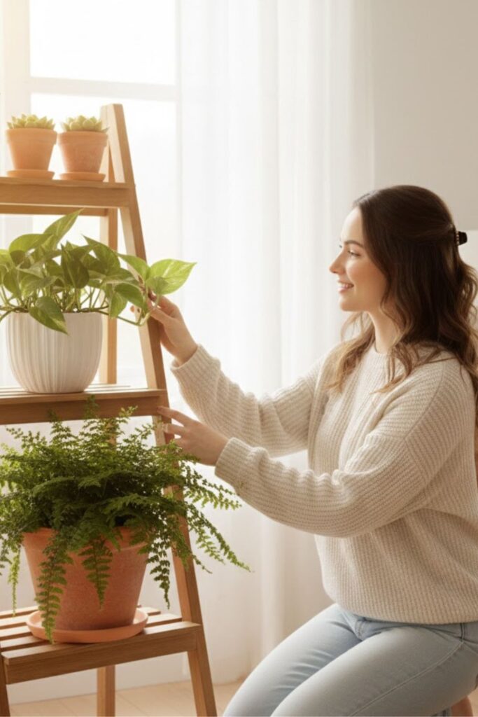 13. Corner Plant Ladder Stand Arrangement