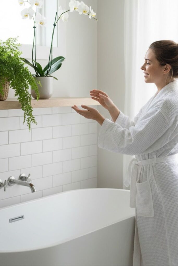 13. Floating Shelf with Fern and Orchid