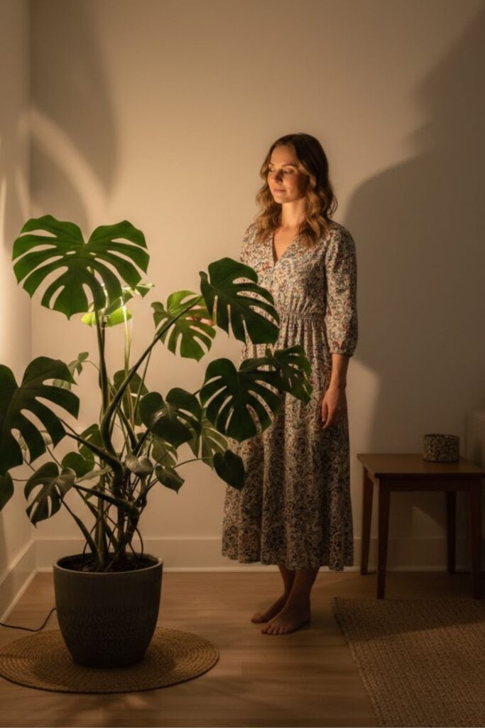 13. Position Monstera Plants with Accent Lighting