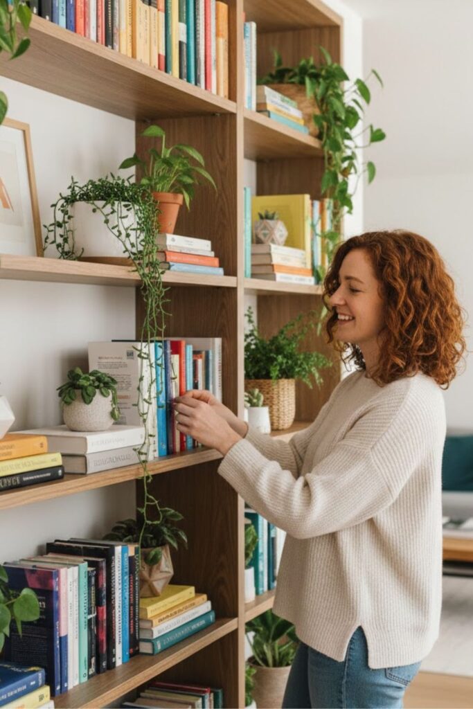 13. Style Bookshelves with Plants