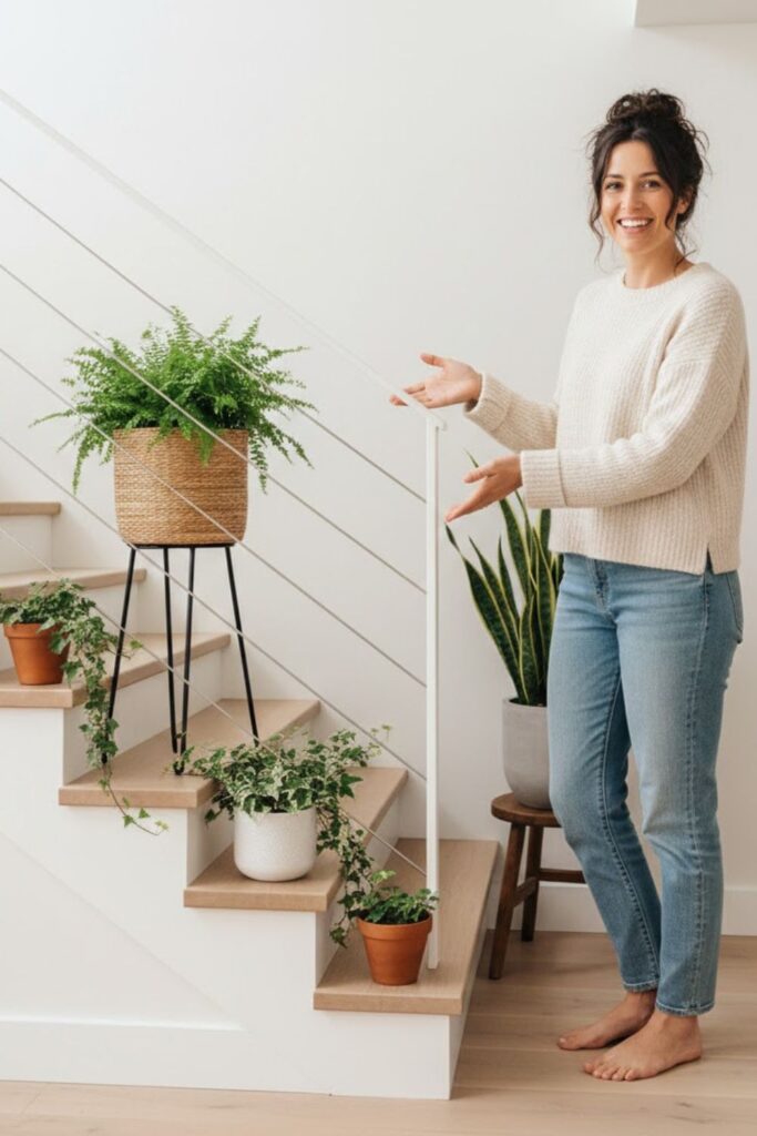 13. Style Staircases with Decorative Plant Pots