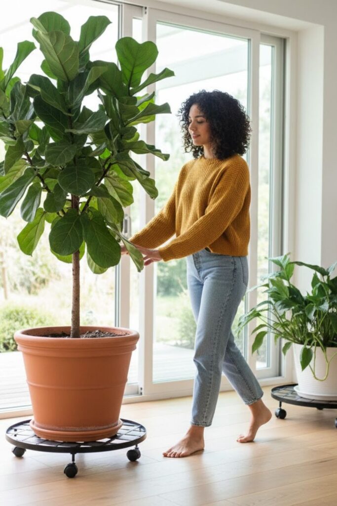 13. Use Rolling Plant Stands for Flexibility