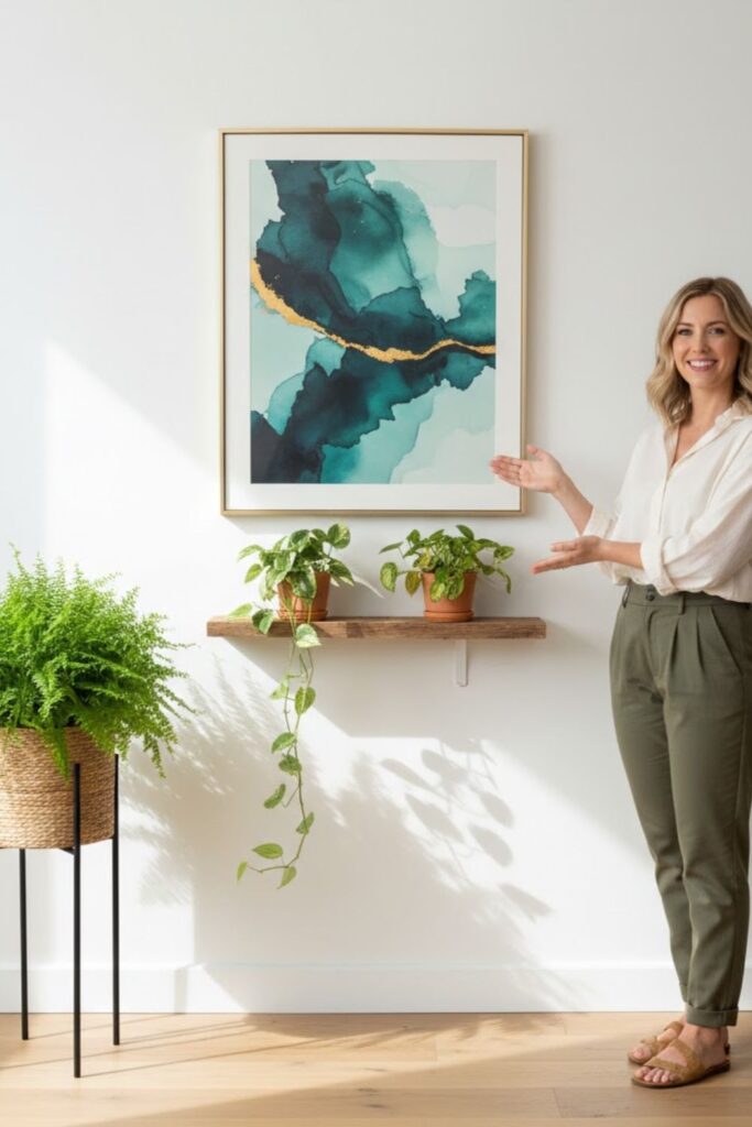 14. Combine Plant Pots with Wall Art