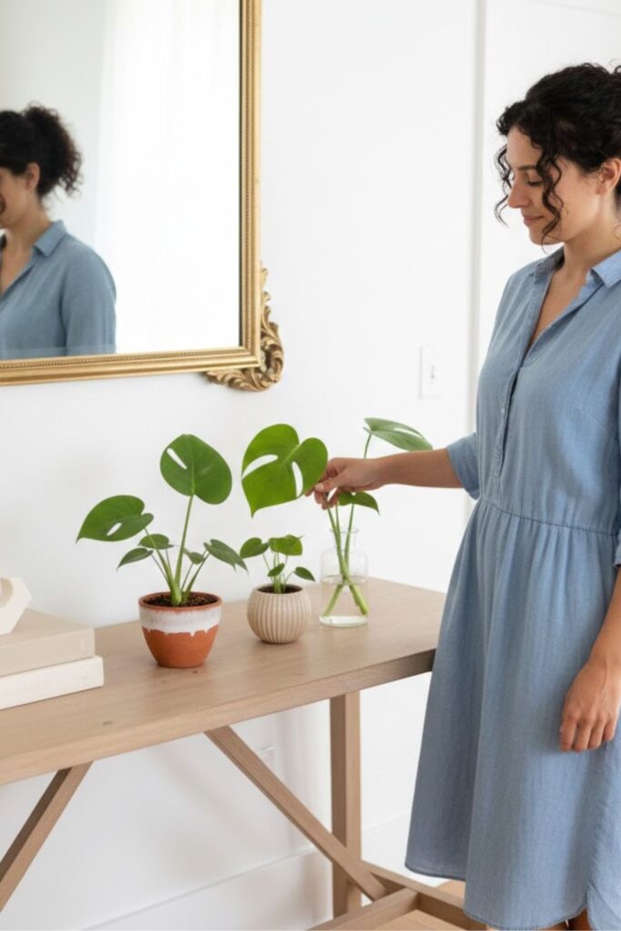 14. Decorate with Small Monstera Cuttings